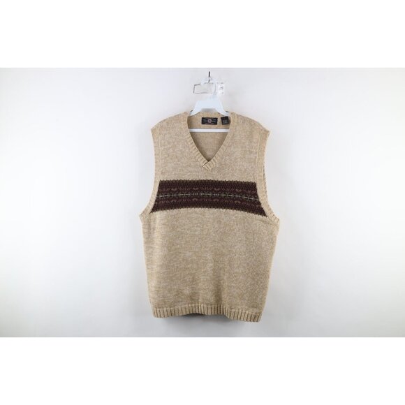 Vintage 90s American Eagle Outfitters Mens Large Fair Isle Knit Sweater Vest - Picture 1 of 8